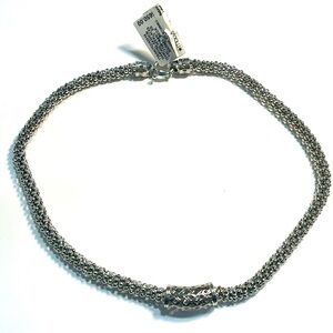 Macy's Diamond Sterling  Silver Textured Necklace NWT Retail $665